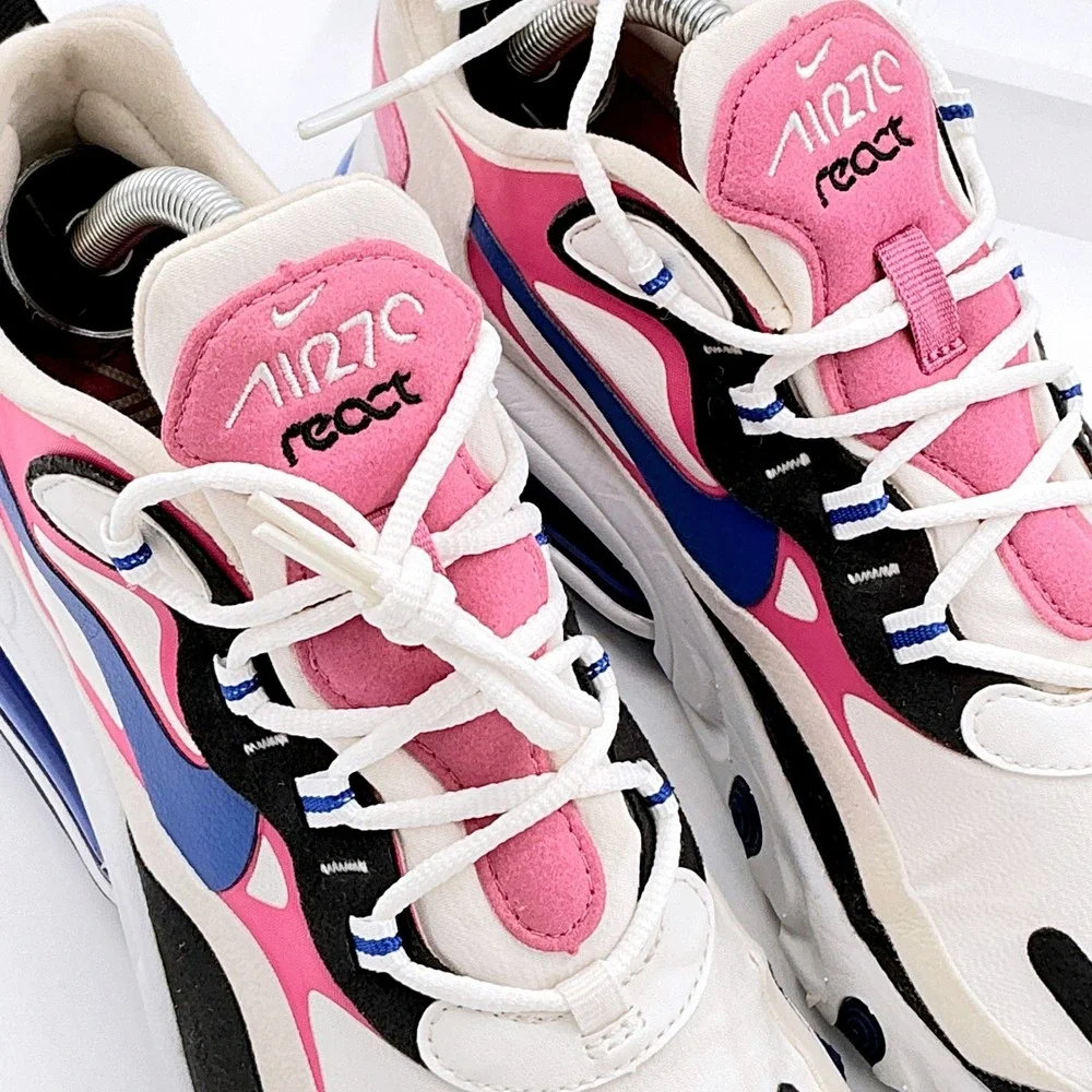 Nike Womens Size 9.5 Air Max 270 React Summit White Blue Pink CI3899-100 Sneaker
